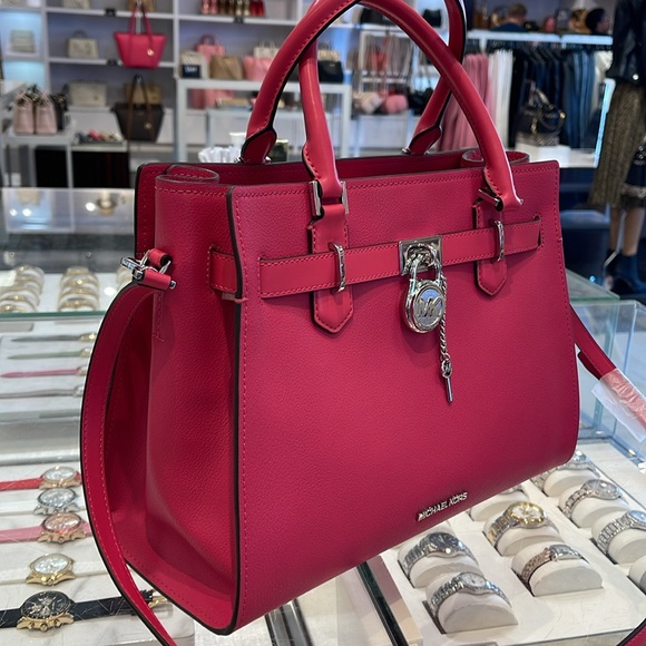 MICHAEL KORS HAMILTON MEDIUM SATCHEL 
 COLOR: Electric Pink 
NWT - Picture 4 of 16